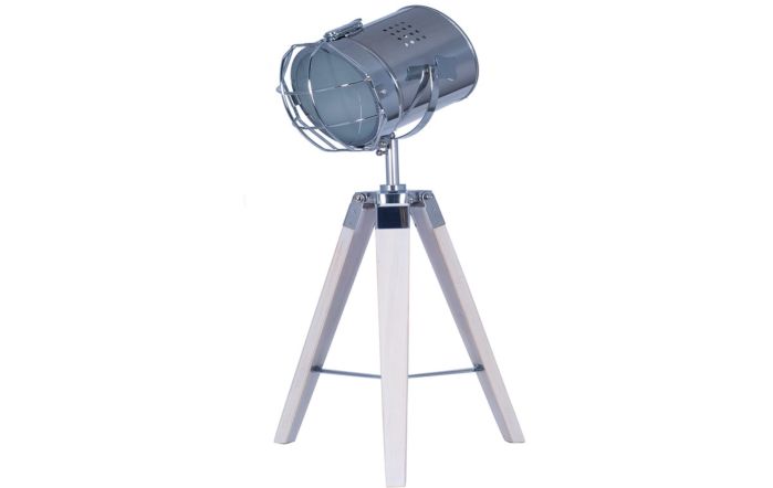 Pacific Lifestyle Capstan White Wash Wood and Silver Metal Tripod Table Lamp 