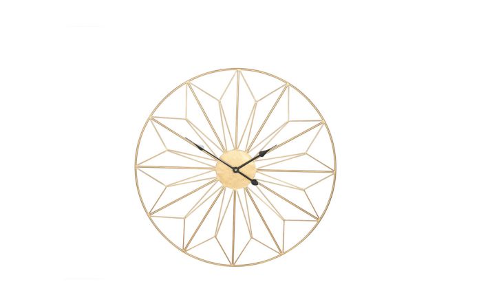 Pacific Lifestyle Antique Gold Metal Geo Design Round Wall Clock