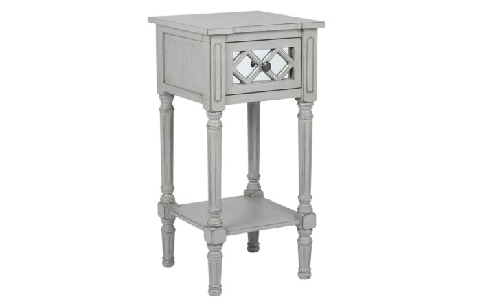 Pacific Lifestyle Dove Grey Mirrored Pine Wood Accent Table