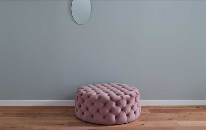Pacific Lifestyle Velvet Round Buttoned Pouffe-Blush Pink