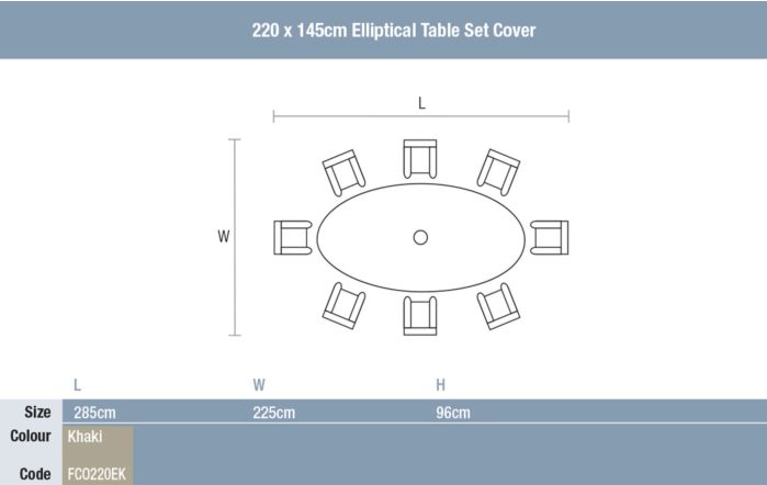 Bramblecrest 2200 x 1450mm Elliptical Table Set Cover