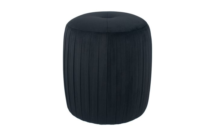 Pacific Lifestyle Velvet Buttoned Cylinder Pouffe-Black